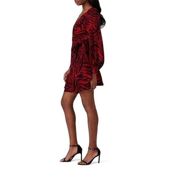 Pinko Wrap Zebra Print Dress Long Sleeves Red  Size XXS - Picture 3 of 9